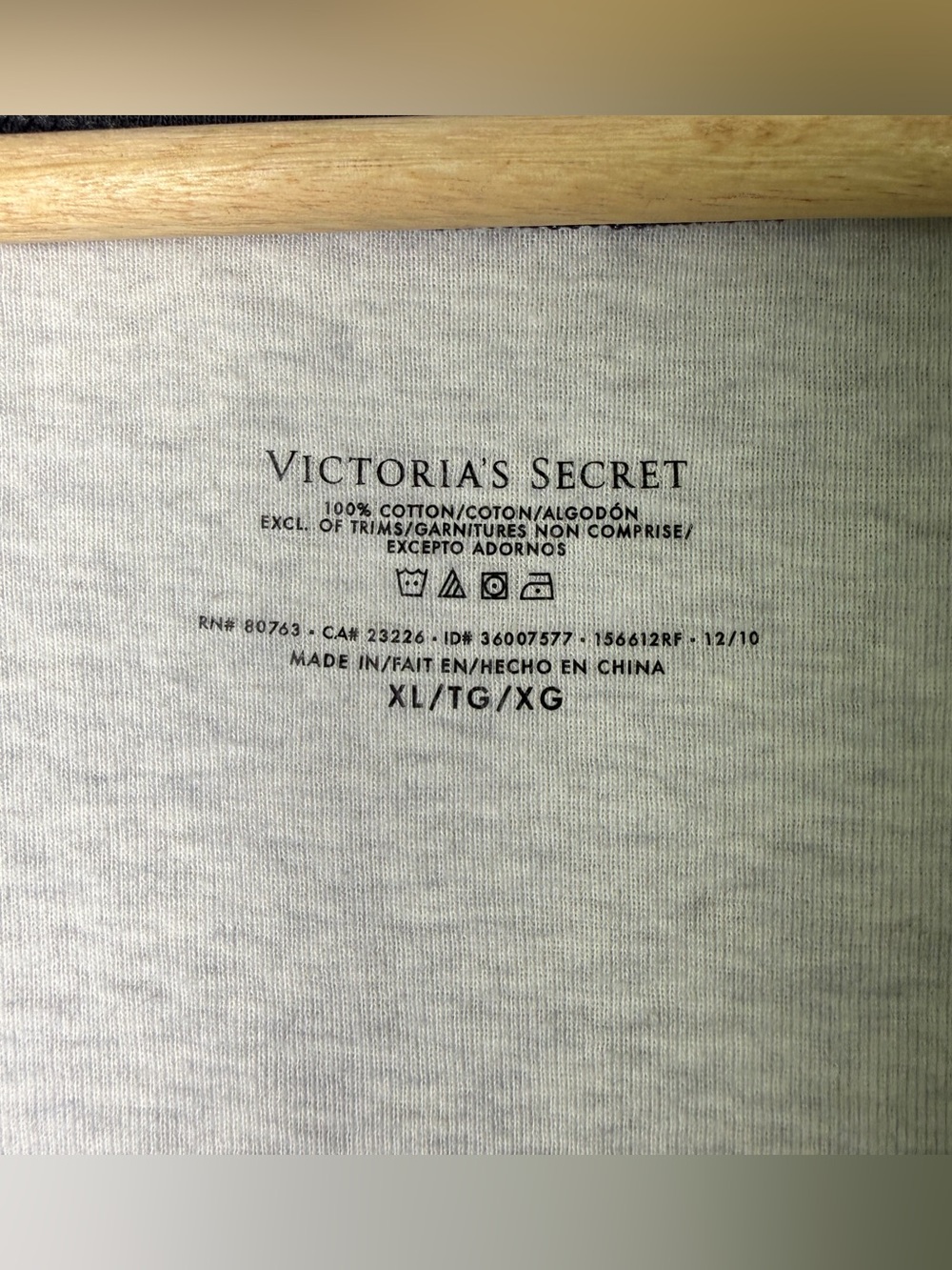 Victoria’s Secret VS Pure Cotton Sleep Shirt Nightgown Gray Black Trim Size XL - Picture 7 of 9